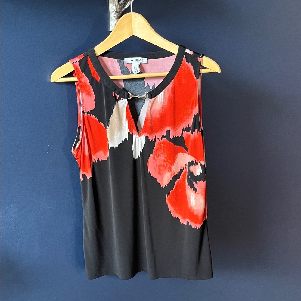 Vince Camuto Floral Sleeveless Top - Black and Red